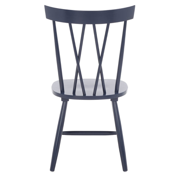 Safavieh FRIAR Dining Chair Set of Two - Timeless Windsor Design with Modern Matte Finish for Elegant Spaces Navy DCH1401F-SET2