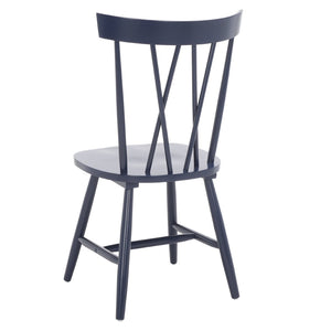 Safavieh FRIAR Dining Chair Set of Two - Timeless Windsor Design with Modern Matte Finish for Elegant Spaces Navy DCH1401F-SET2