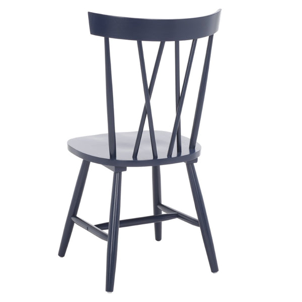 Safavieh FRIAR Dining Chair Set of Two - Timeless Windsor Design with Modern Matte Finish for Elegant Spaces Navy DCH1401F-SET2