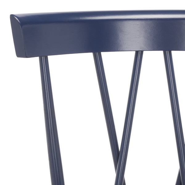 Safavieh FRIAR Dining Chair Set of Two - Timeless Windsor Design with Modern Matte Finish for Elegant Spaces Navy DCH1401F-SET2