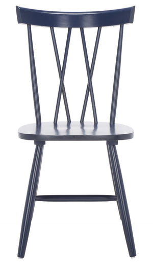 Safavieh FRIAR Dining Chair Set of Two - Timeless Windsor Design with Modern Matte Finish for Elegant Spaces Navy DCH1401F-SET2