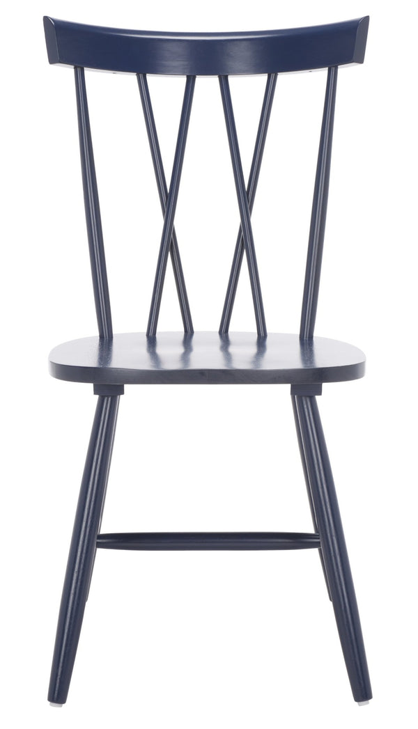 Safavieh FRIAR Dining Chair Set of Two - Timeless Windsor Design with Modern Matte Finish for Elegant Spaces Navy DCH1401F-SET2