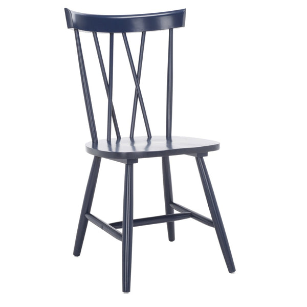 Safavieh FRIAR Dining Chair Set of Two - Timeless Windsor Design with Modern Matte Finish for Elegant Spaces Navy DCH1401F-SET2