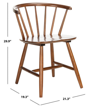 Safavieh CERES Dining Chair Set of Two - Timeless Captain’s Style for Modern Dining Spaces & Comfort Walnut DCH1402A-SET2
