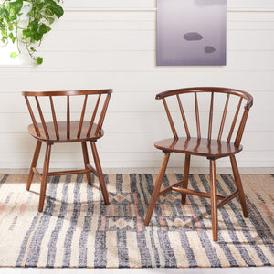 Safavieh CERES Dining Chair Set of Two - Timeless Captain’s Style for Modern Dining Spaces & Comfort Walnut DCH1402A-SET2