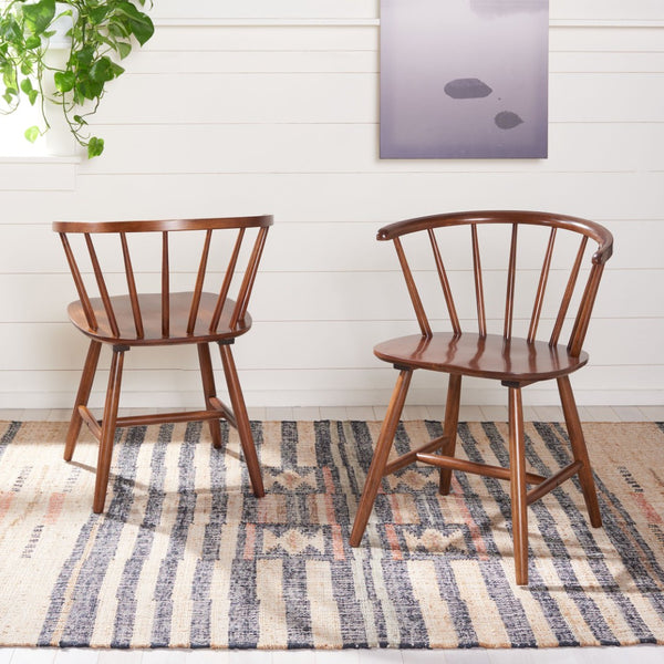Safavieh CERES Dining Chair Set of Two - Timeless Captain’s Style for Modern Dining Spaces & Comfort Walnut DCH1402A-SET2