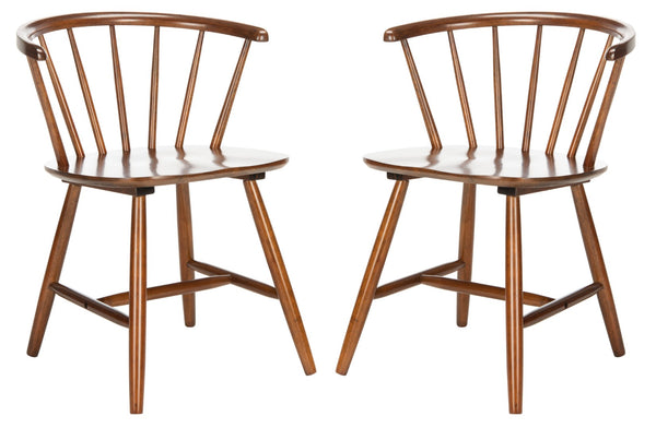 Safavieh CERES Dining Chair Set of Two - Timeless Captain’s Style for Modern Dining Spaces & Comfort Walnut DCH1402A-SET2