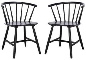 Safavieh Ceres Dining Chair Set Of 2 - Elegant Black Finish For Classic-contemporary Home Decor Black Wood Dch1402b-set2