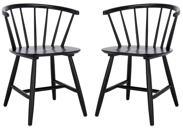 Safavieh Ceres Dining Chair Set Of 2 - Elegant Black Finish For Classic-contemporary Home Decor Black Wood Dch1402b-set2