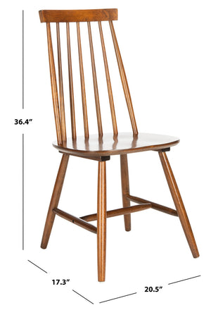 Safavieh PRIAM Dining Chair Set of 2 - Classic Walnut Spindle Back for Timeless Farmhouse Dining Style DCH1403A-SET2