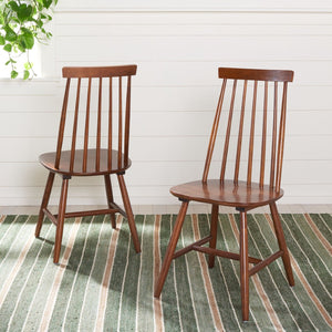 Safavieh PRIAM Dining Chair Set of 2 - Classic Walnut Spindle Back for Timeless Farmhouse Dining Style DCH1403A-SET2