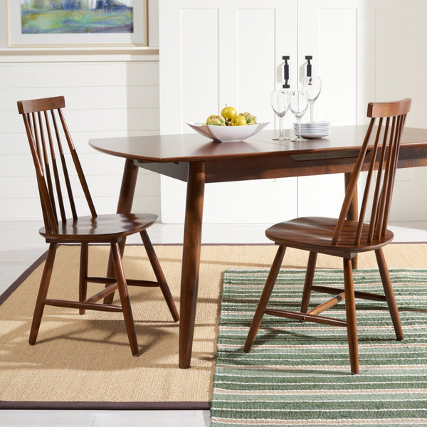 Safavieh PRIAM Dining Chair Set of 2 - Classic Walnut Spindle Back for Timeless Farmhouse Dining Style DCH1403A-SET2
