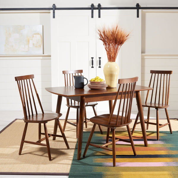 Safavieh PRIAM Dining Chair Set of 2 - Classic Walnut Spindle Back for Timeless Farmhouse Dining Style DCH1403A-SET2