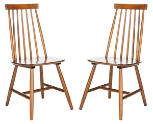 Safavieh PRIAM Dining Chair Set of 2 - Classic Walnut Spindle Back for Timeless Farmhouse Dining Style DCH1403A-SET2