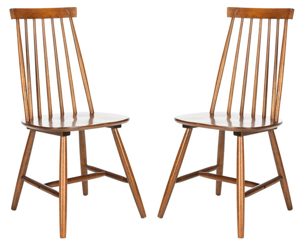 Safavieh PRIAM Dining Chair Set of 2 - Classic Walnut Spindle Back for Timeless Farmhouse Dining Style DCH1403A-SET2