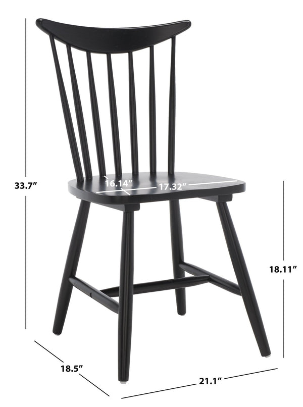Safavieh JODAN Dining Chair - Elegant Windsor Spindle Back in Solid Wood for Timeless Dining Comfort Black DCH1404A-SET2