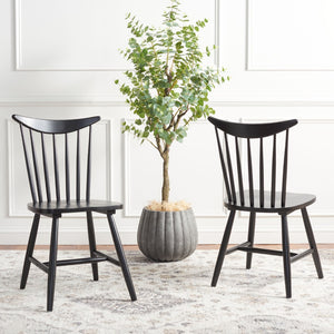 Safavieh JODAN Dining Chair - Elegant Windsor Spindle Back in Solid Wood for Timeless Dining Comfort Black DCH1404A-SET2