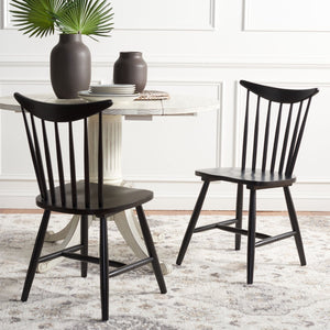 Safavieh JODAN Dining Chair - Elegant Windsor Spindle Back in Solid Wood for Timeless Dining Comfort Black DCH1404A-SET2