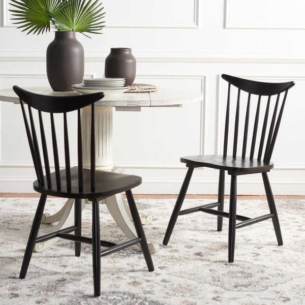Safavieh JODAN Dining Chair - Elegant Windsor Spindle Back in Solid Wood for Timeless Dining Comfort Black DCH1404A-SET2