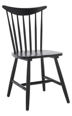 Safavieh JODAN Dining Chair - Elegant Windsor Spindle Back in Solid Wood for Timeless Dining Comfort Black DCH1404A-SET2