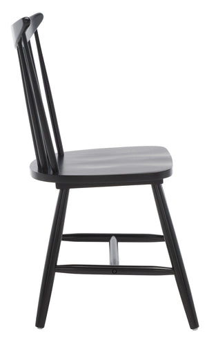 Safavieh JODAN Dining Chair - Elegant Windsor Spindle Back in Solid Wood for Timeless Dining Comfort Black DCH1404A-SET2