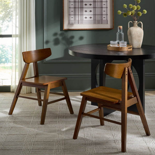 Safavieh FARRAH Dining Chair - Elegant Two-Tone Design with Durable Upholstery for Stylish Comfort and Quality Walnut DCH1405A-SET2