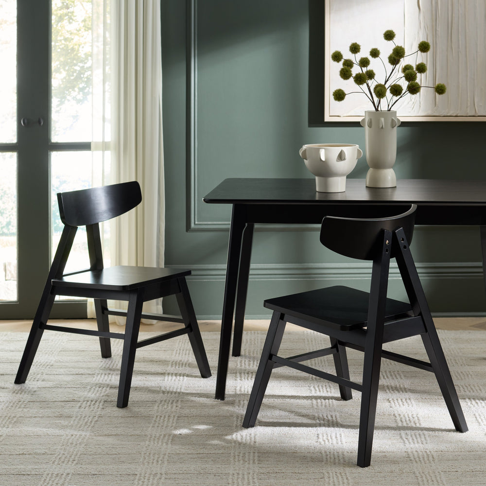 Safavieh Farrah Dining Chair Set Of 2 - Elegant Modern Design In Grey For Ultimate Comfort And Style Black Wood Dch1405b-set2