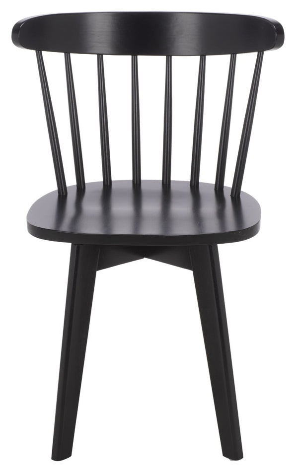 Safavieh Carver Swivel Dining Chair Matte Black Solid Wood Frame Modern Square Silhouette DCH1406A-SET2