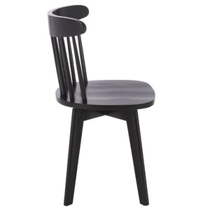 Safavieh Carver Swivel Dining Chair Matte Black Solid Wood Frame Modern Square Silhouette DCH1406A-SET2