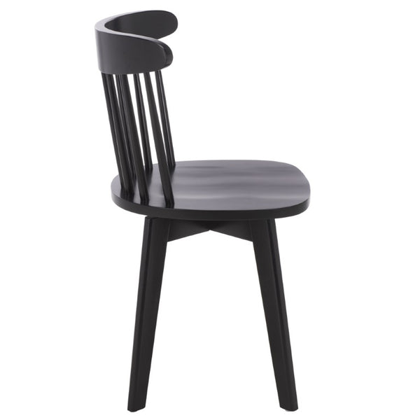 Safavieh Carver Swivel Dining Chair Matte Black Solid Wood Frame Modern Square Silhouette DCH1406A-SET2