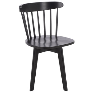Safavieh Carver Swivel Dining Chair Matte Black Solid Wood Frame Modern Square Silhouette DCH1406A-SET2