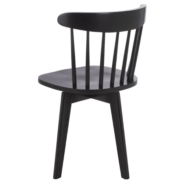 Safavieh Carver Swivel Dining Chair Matte Black Solid Wood Frame Modern Square Silhouette DCH1406A-SET2