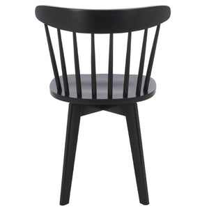 Safavieh Carver Swivel Dining Chair Matte Black Solid Wood Frame Modern Square Silhouette DCH1406A-SET2