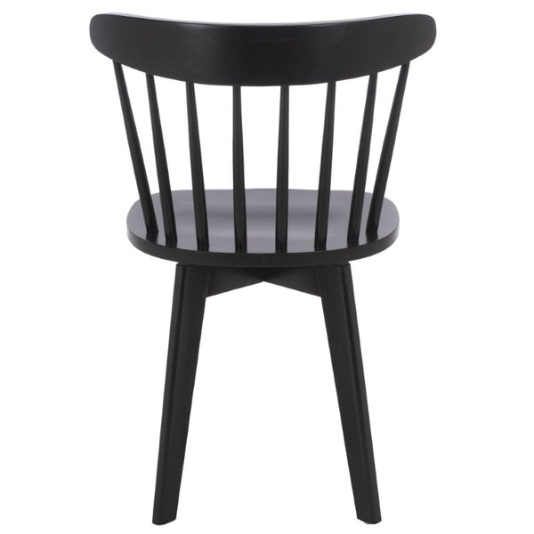 Safavieh Carver Swivel Dining Chair Matte Black Solid Wood Frame Modern Square Silhouette DCH1406A-SET2