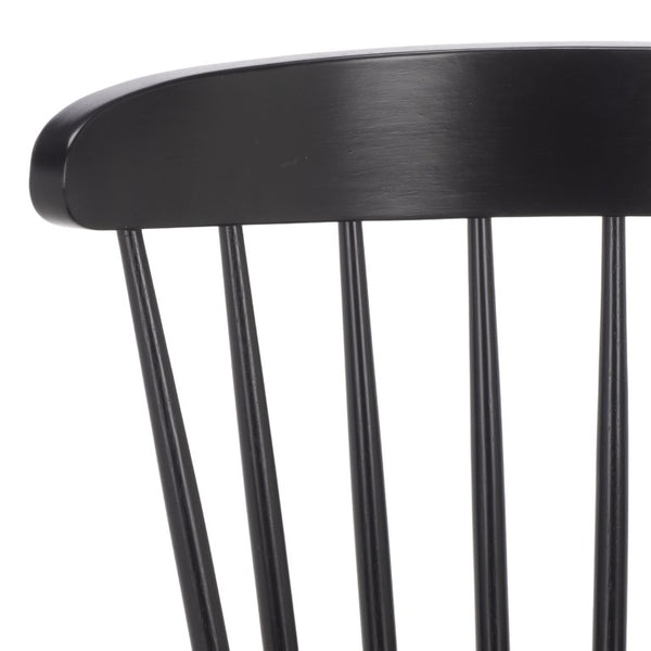 Safavieh Carver Swivel Dining Chair Matte Black Solid Wood Frame Modern Square Silhouette DCH1406A-SET2