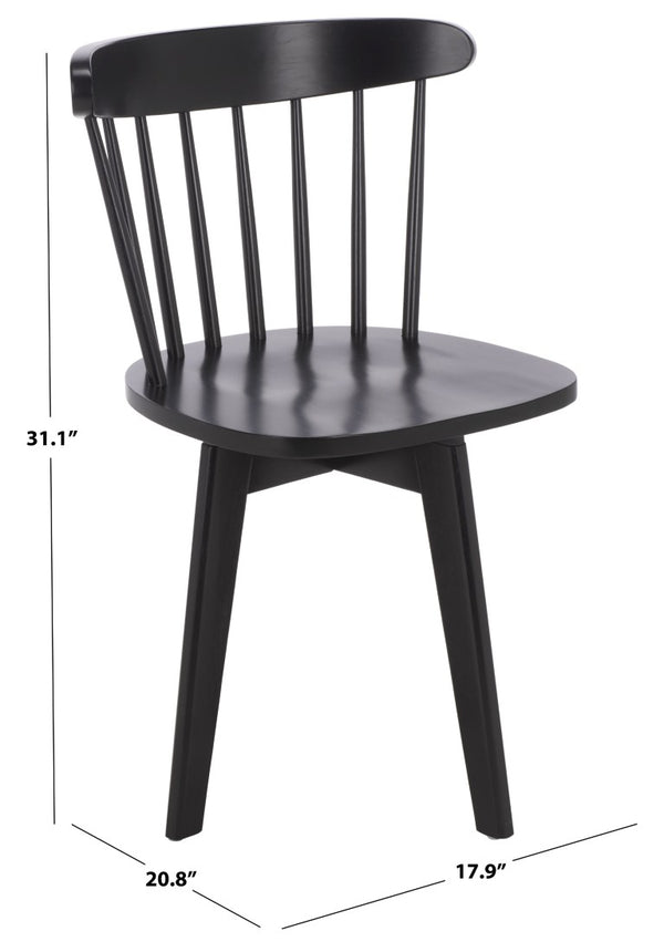 Safavieh Carver Swivel Dining Chair Matte Black Solid Wood Frame Modern Square Silhouette DCH1406A-SET2