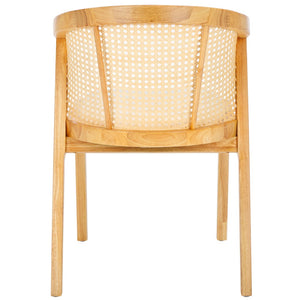 Safavieh Edan Dining Chair - Mid-Century Modern Design With Rattan-Textured Barrel Back For Stylish Comfort Natural / White DCH1500A