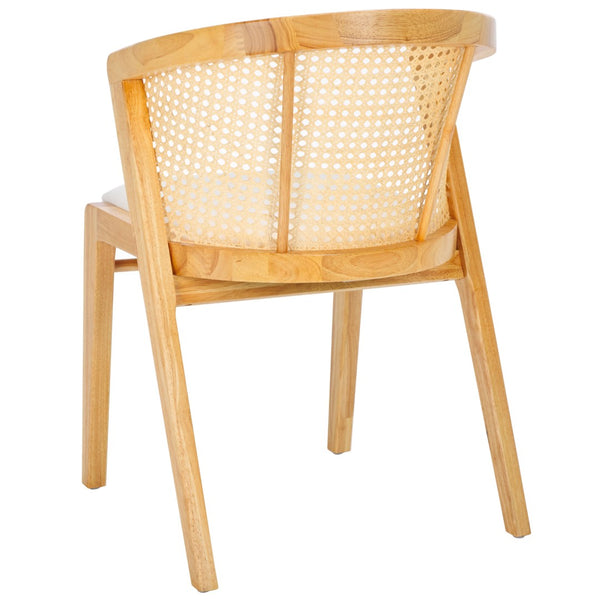 Safavieh Edan Dining Chair - Mid-Century Modern Design With Rattan-Textured Barrel Back For Stylish Comfort Natural / White DCH1500A