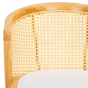 Safavieh Edan Dining Chair - Mid-Century Modern Design With Rattan-Textured Barrel Back For Stylish Comfort Natural / White DCH1500A