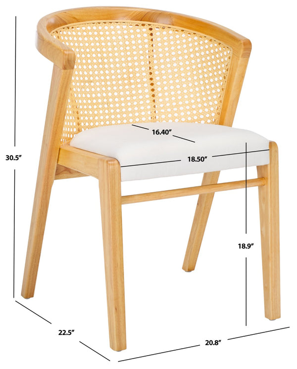 Safavieh Edan Dining Chair - Mid-Century Modern Design With Rattan-Textured Barrel Back For Stylish Comfort Natural / White DCH1500A