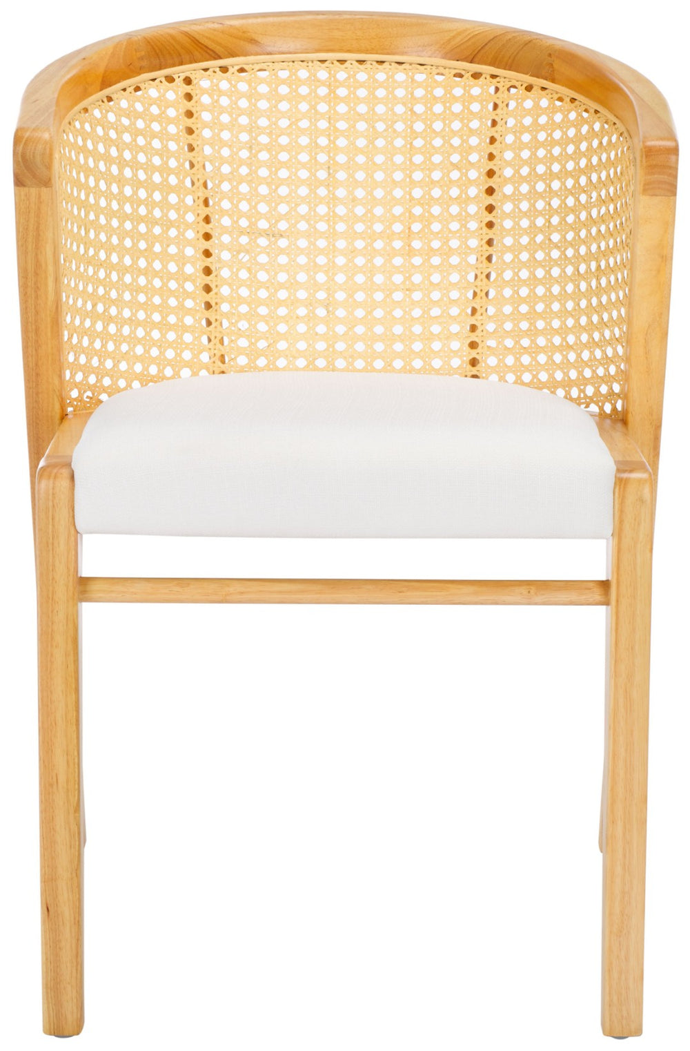 Safavieh Edan Dining Chair - Mid-Century Modern Design With Rattan-Textured Barrel Back For Stylish Comfort Natural / White DCH1500A