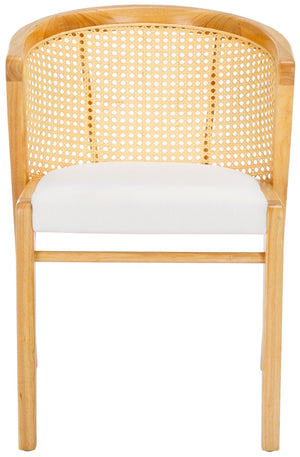 Safavieh Edan Dining Chair - Mid-Century Modern Design With Rattan-Textured Barrel Back For Stylish Comfort Natural / White DCH1500A