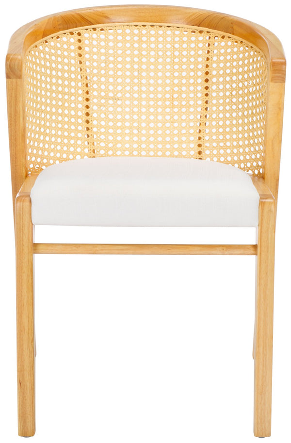 Safavieh Edan Dining Chair - Mid-Century Modern Design With Rattan-Textured Barrel Back For Stylish Comfort Natural / White DCH1500A