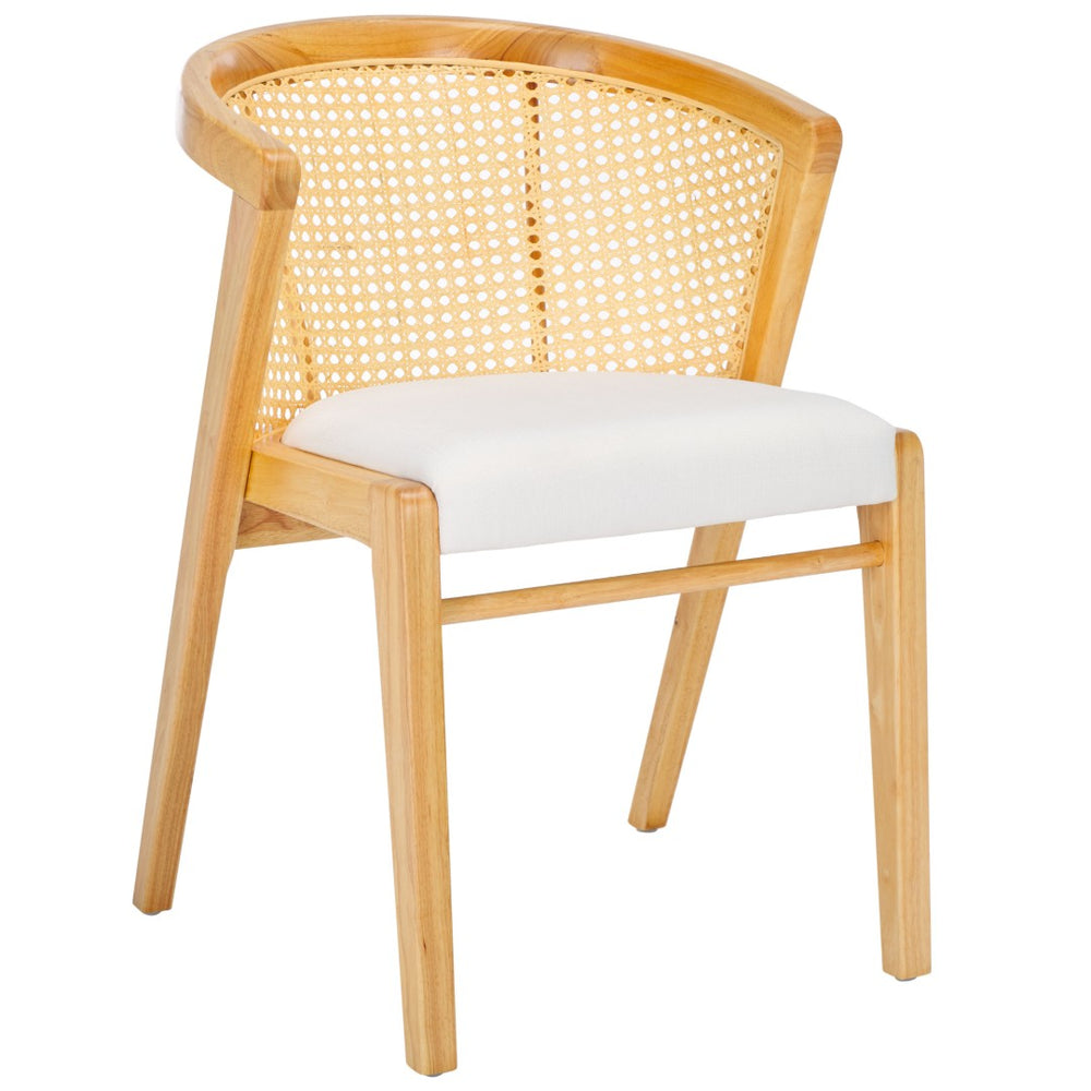 Safavieh Edan Dining Chair - Mid-Century Modern Design With Rattan-Textured Barrel Back For Stylish Comfort Natural / White DCH1500A