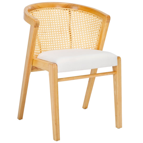 Safavieh Edan Dining Chair - Mid-Century Modern Design With Rattan-Textured Barrel Back For Stylish Comfort Natural / White DCH1500A