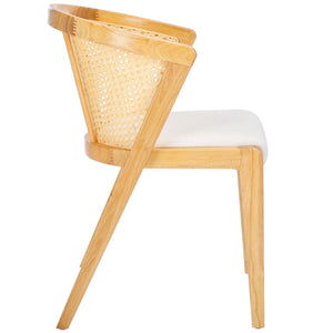 Safavieh Edan Dining Chair - Mid-Century Modern Design With Rattan-Textured Barrel Back For Stylish Comfort Natural / White DCH1500A