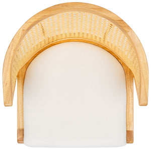 Safavieh Edan Dining Chair - Mid-Century Modern Design With Rattan-Textured Barrel Back For Stylish Comfort Natural / White DCH1500A