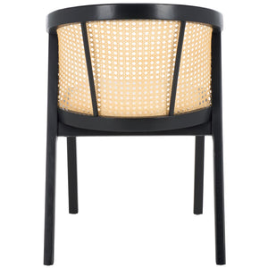 Safavieh Edan Dining Chair - Mid-Century Modern Design With Rattan-Textured Barrel Back For Stylish Comfort Black / White DCH1500B