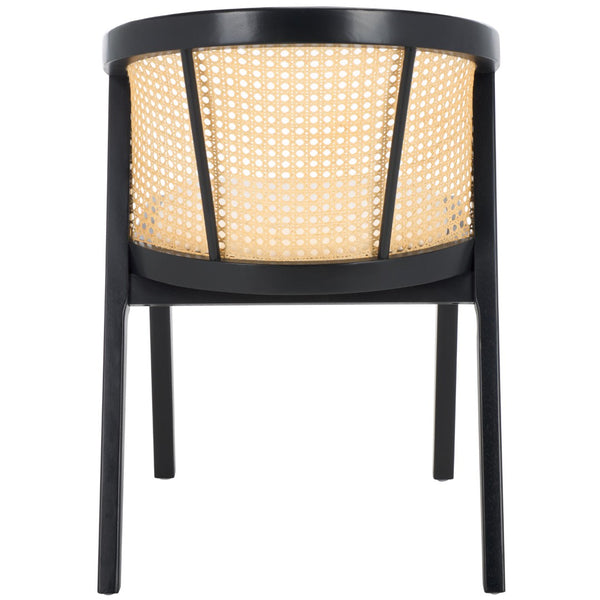 Safavieh Edan Dining Chair - Mid-Century Modern Design With Rattan-Textured Barrel Back For Stylish Comfort Black / White DCH1500B