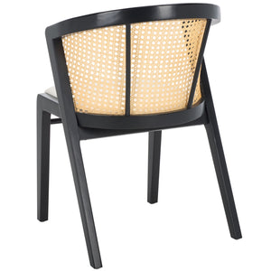 Safavieh Edan Dining Chair - Mid-Century Modern Design With Rattan-Textured Barrel Back For Stylish Comfort Black / White DCH1500B